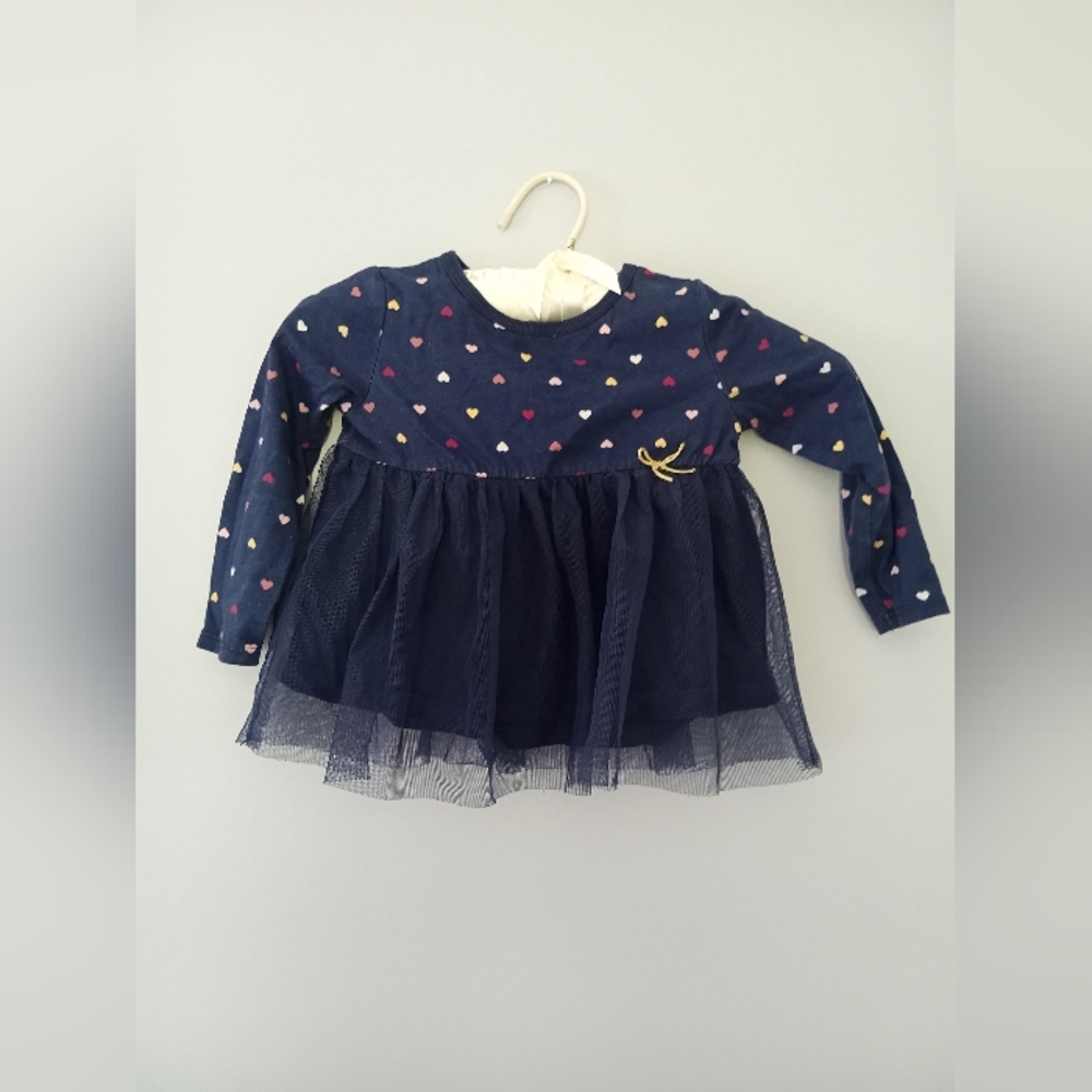 Carters Blue Heart Long Sleeve Tee with Tulle Kids 24m